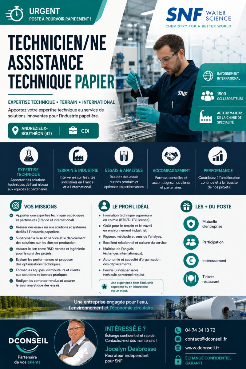 Affiche de l’offre Technicien/ne Assistance Technique Papier