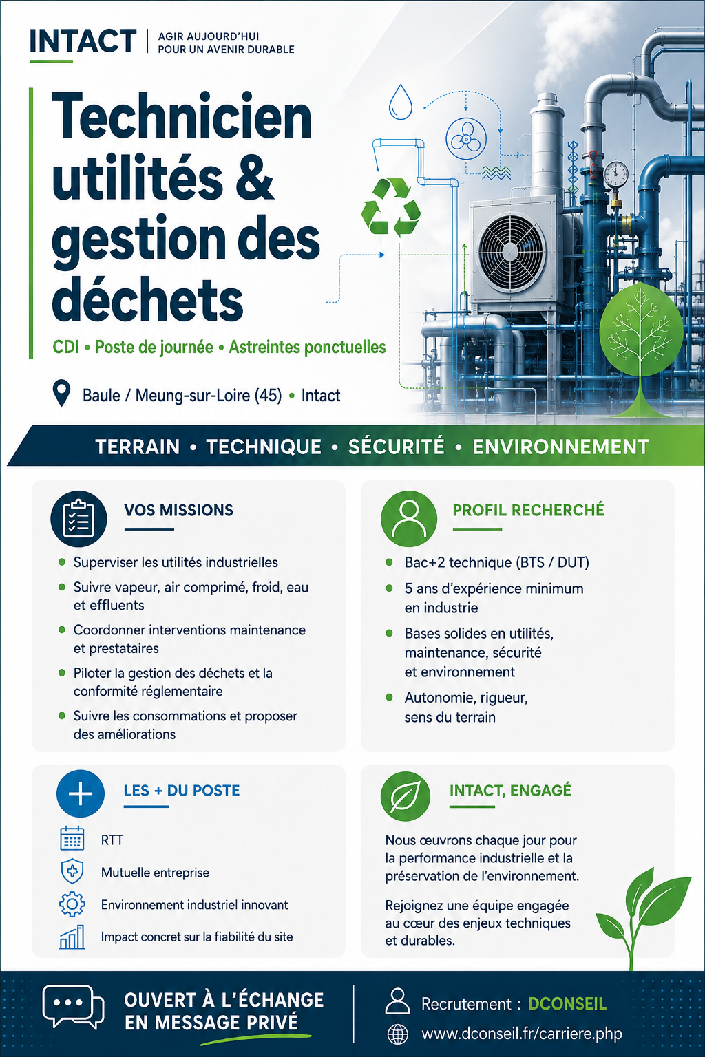 Affiche de l’offre Technicien utilités et gestion des déchets