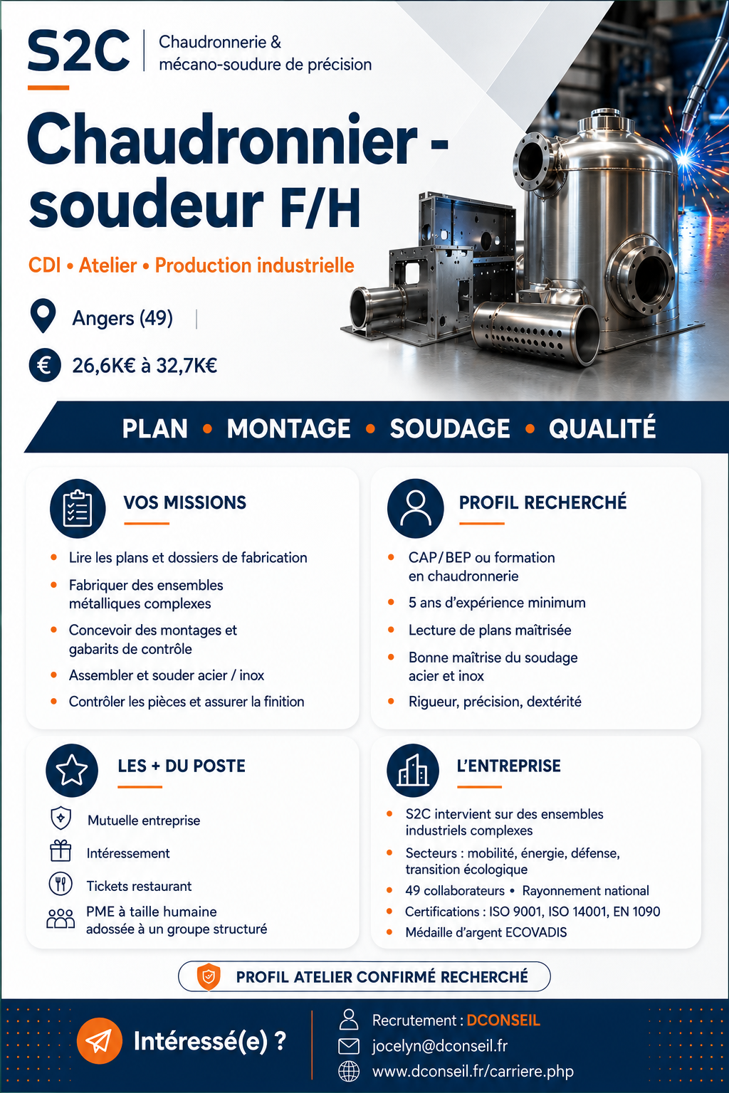 Affiche de l’offre Chaudronnier - soudeur